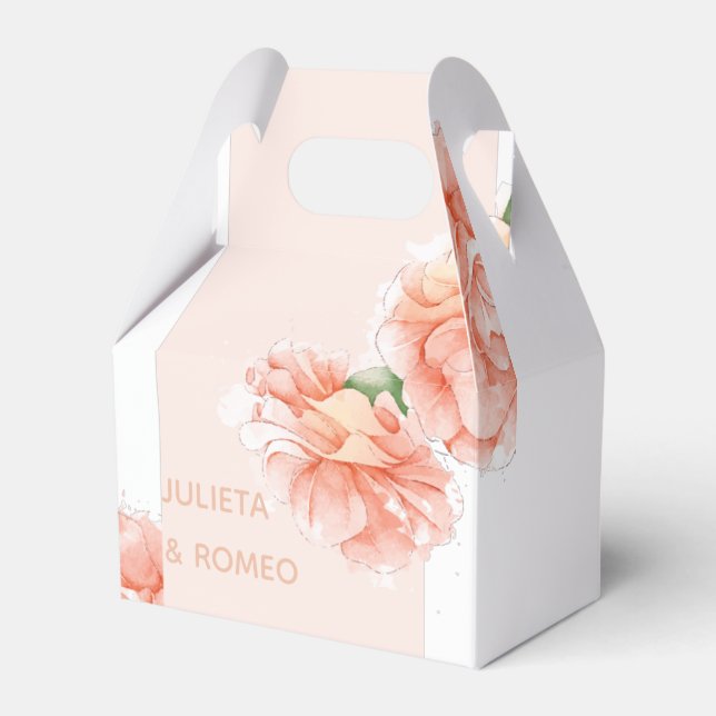 Modern Floral Wedding Thank you Favour Box (Front Side)