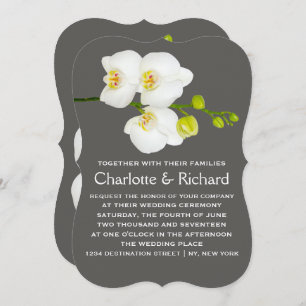 Modern Floral Wedding White Orchid Flowers Invitation