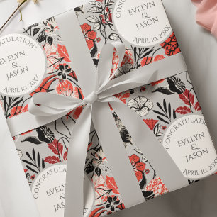 Modern Floral Wedding Wrapping Paper
