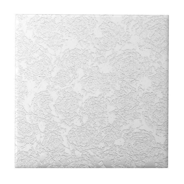 Modern Floral White Contemporary Pattern Ceramic Tile (Front)