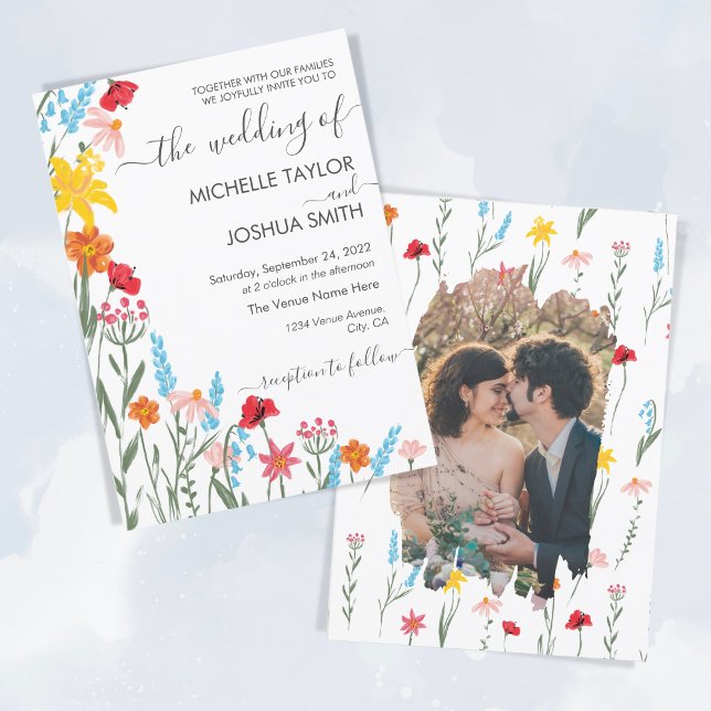 Modern Floral Wildflower Botanical Photo Invitation (Creator Uploaded)