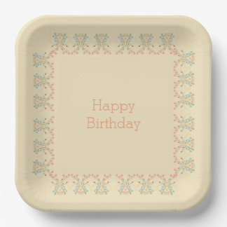 Modern Floral With Pinks And Peach Paper Plate