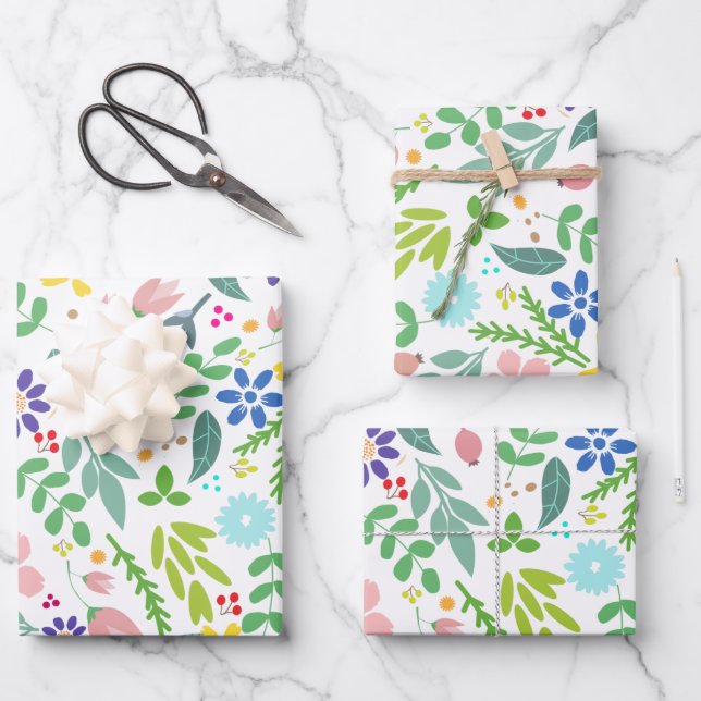 Modern Floral Wrapping Paper Sheet (Front)