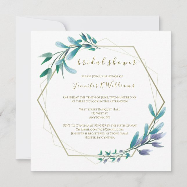 Modern Floral Wreath Bridal Shower Invitation (Front)
