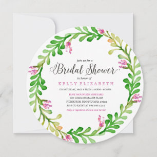 MODERN FLORAL WREATH bridal shower invitation