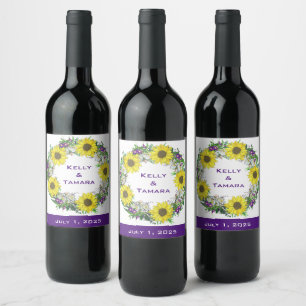 Modern Floral Wreath Flowers Gift Present Wine Label