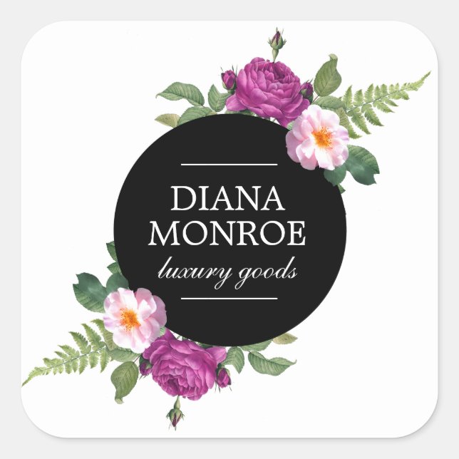 Modern Floral Wreath Square Sticker (Front)