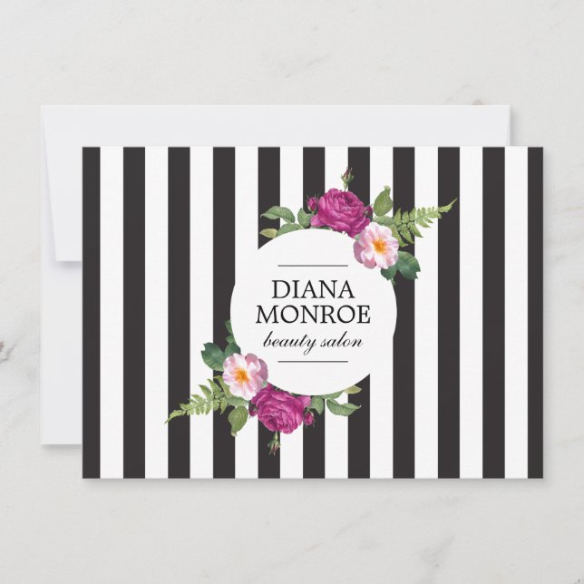 Modern Floral Wreath Stripe Salon Gift Certificate (Front)