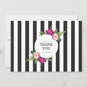 Modern Floral Wreath Striped Thank You Card
