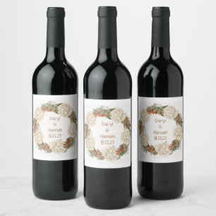 Modern Floral Wreath Wine Sticker Set