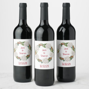 Modern Floral Wreath Wine Sticker Set