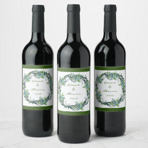 Modern Floral Wreath Wine Sticker Set