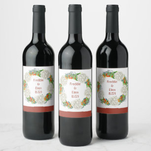 Modern Floral Wreath Wine Sticker Set