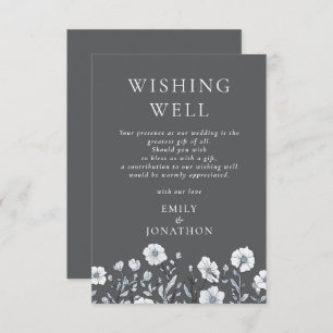 Modern Florals Wishing Well Wedding Grey Enclosure Card