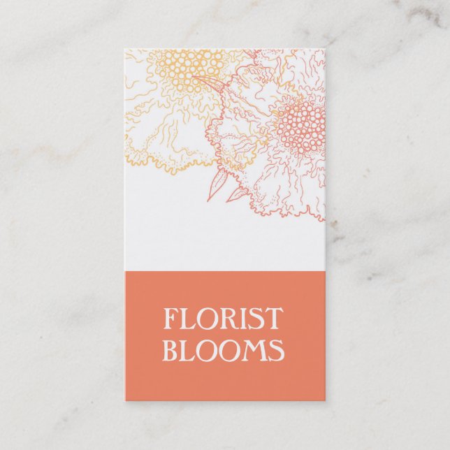 Modern Florist Business Card Orange Red (Front)