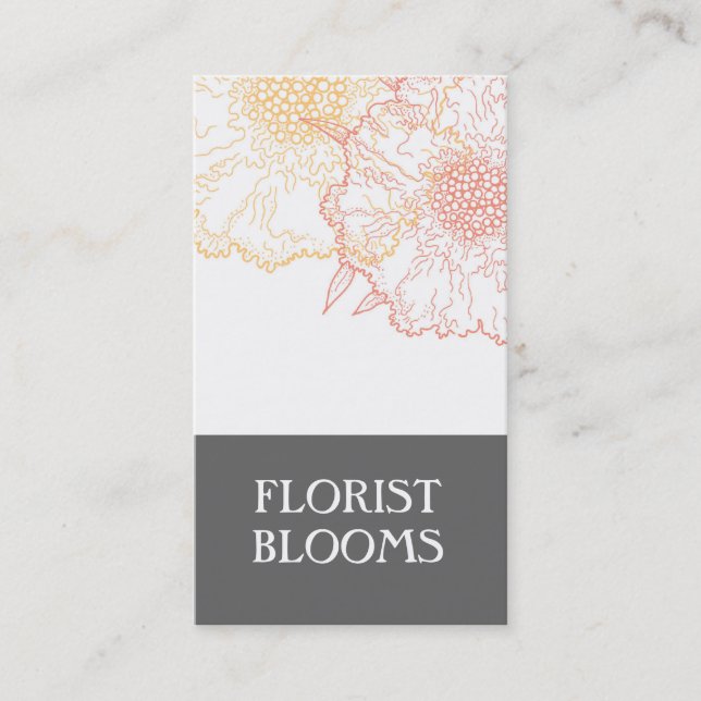 Modern Florist Business Cards Grey Orange Red (Front)