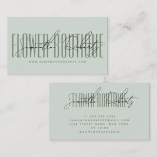 Modern florist flower boutique green  business card
