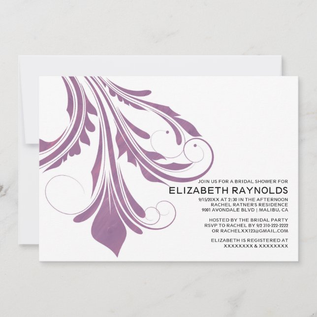 Modern Flourish Bridal Shower Invitations (Front)