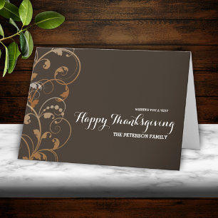 Modern Flourish Happy Thanksgiving Holiday Card