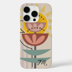 Modern flower and custom text iPhone 16 pro case