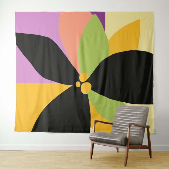 Modern flower bold simple tapestry (In Situ (Horizontal))