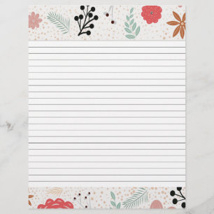 Modern Flower Border Lined Recipe Insert