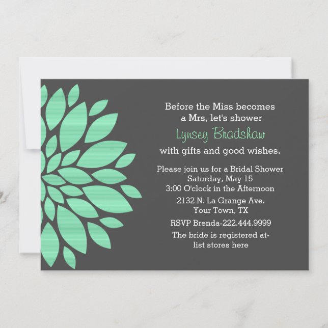 Modern Flower Bridal Shower Invitation (Front)