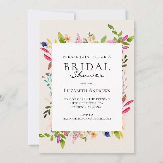 Modern Flower Bridal Shower Invitation (Front)