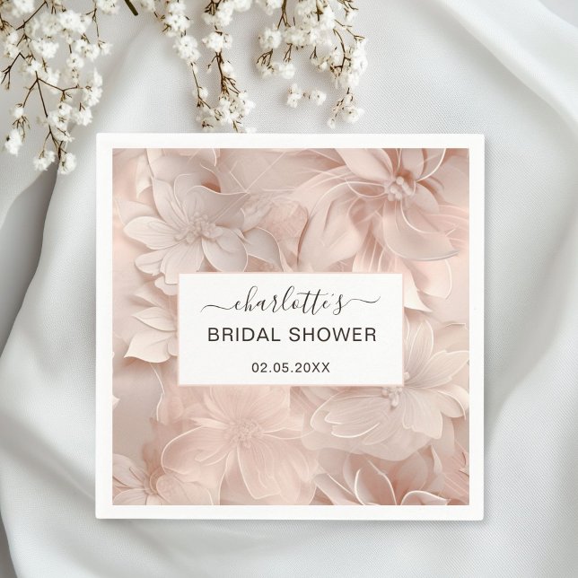 Modern Flower Bridal Shower Napkin (Personalized Modern Flower Bridal Shower Napkins)