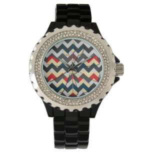Modern Flower Chevron Zigzap Pattern Watch