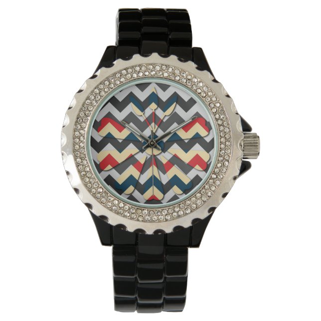 Modern Flower Chevron Zigzap Pattern Watch (Front)