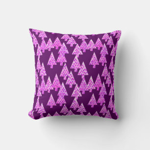 Modern flower Christmas trees - amethyst purple Cushion