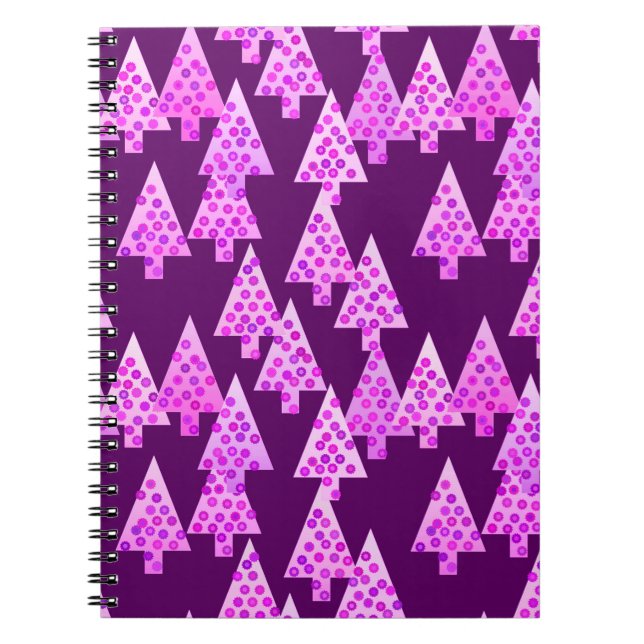Modern flower Christmas trees - amethyst purple Notebook (Front)