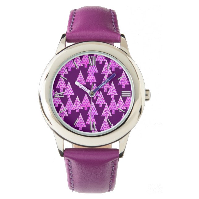 Modern flower Christmas trees - amethyst purple Watch (Front)