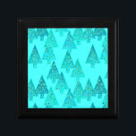 Modern flower Christmas trees - aqua & peacock Gift Box<br><div class="desc">Mid-Century Modern,  flower embellished,  Christmas trees in a silky gradient - trees in a shades of turquoise / peacock on a pastel aqua background</div>