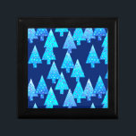 Modern flower Christmas trees - cobalt blue Gift Box<br><div class="desc">Mid-Century Modern,  flower embellished,  Christmas trees in a silky gradient - trees in shades of pale blue and aqua on a deep cobalt blue background</div>