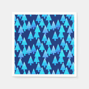 Modern flower Christmas trees - cobalt blue Napkin