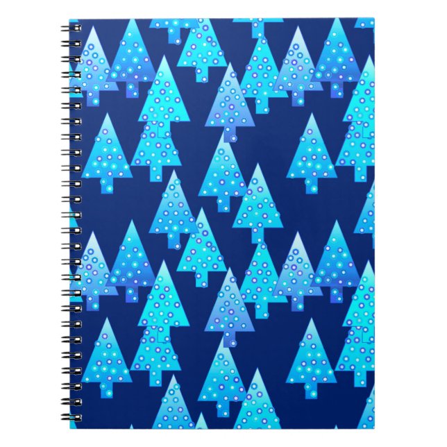 Modern flower Christmas trees - cobalt blue Notebook (Front)