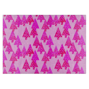 Modern flower Christmas trees - fuchsia pink Cutting Board