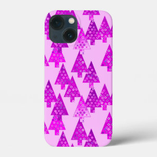 Modern Flower Christmas Trees, orchid and violet iPhone 13 Mini Case