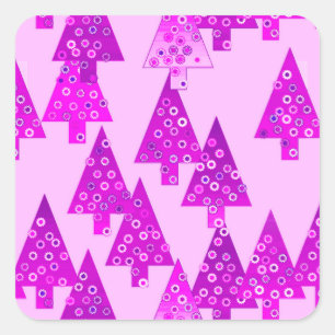 Modern flower Christmas trees - orchid Square Sticker