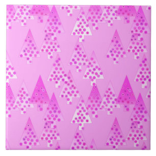 Modern flower Christmas trees - orchid & violet Ceramic Tile