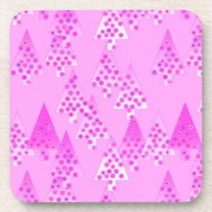 Modern flower Christmas trees - orchid & violet Coaster