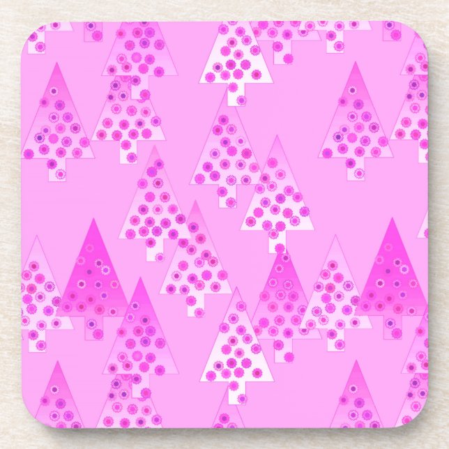 Modern flower Christmas trees - orchid & violet Coaster (Front)