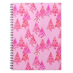Modern flower Christmas trees - pastel pink Notebook