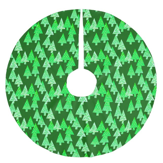 Modern flower Christmas trees - pine green Brushed Polyester Tree Skirt (Front)