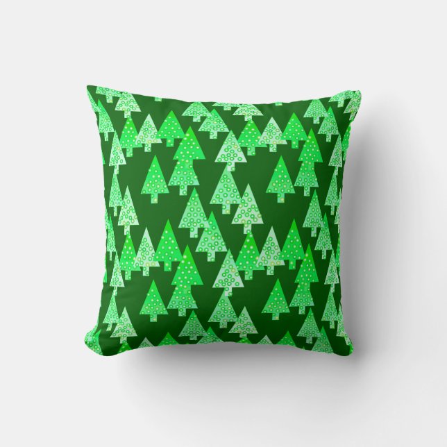 Modern flower Christmas trees - pine green Cushion (Front)