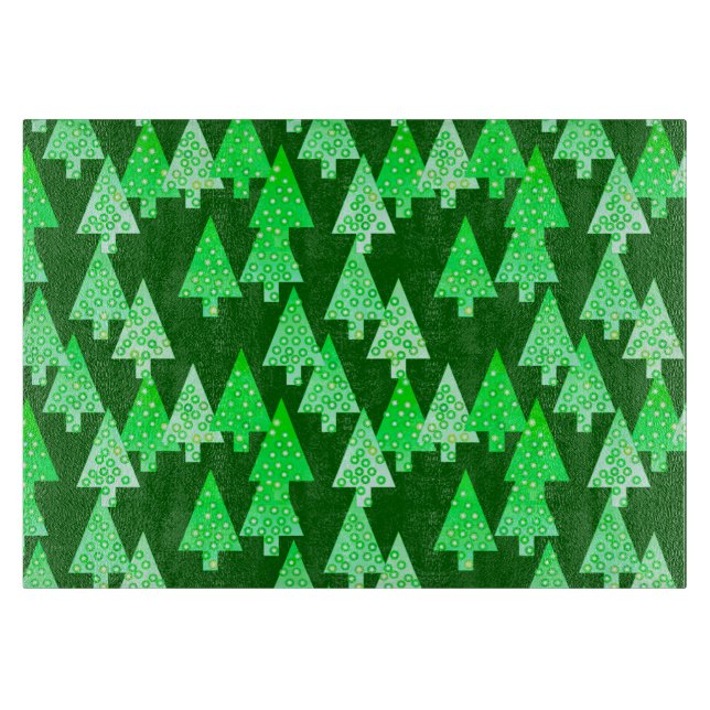 Modern flower Christmas trees - pine green Cutting Board (Front)