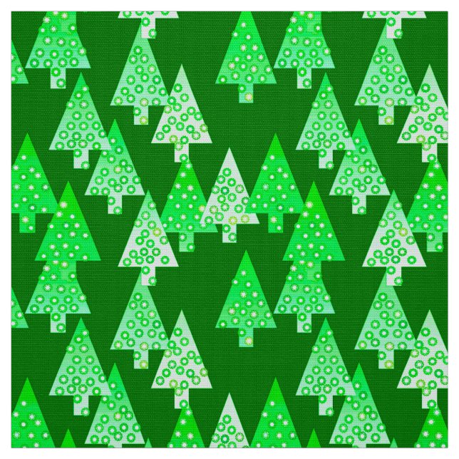 Modern flower Christmas trees - pine green Fabric (Swatch)