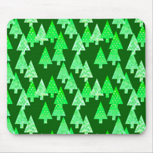 Modern flower Christmas trees - pine green Mouse Pad